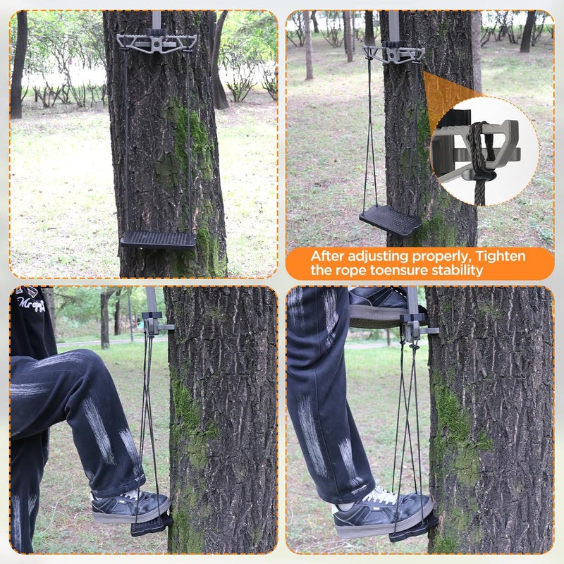 Panbofoda Climbing Stick Aider for Hunting, Daisy Chain Single Step Aider, Lightweight Rope Ladder Tree Stand Step, Non-Slip Tree Climbing Sticks, Saddle Hunting Accessories, and Tree Climbing Gear 2PC - Image 5